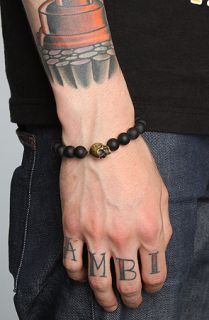 Cohen The Brass Skull Bracelet in Matte Black