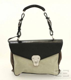  Greige Brown Black Lambskin Leather Shoulder Flap Bag