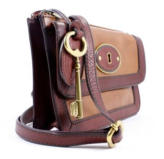 Fossil Vintage Re Issue Top Zip Flap Bag Crossbody Multi Brown