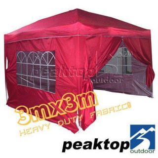 Peaktop 10x10 EZ Pop Up Party Tent Canopy Gazebo Red 4 Walls With Free