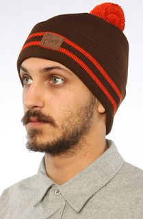 Obey The Tilden Pom Pom Beanie in Brown Orange