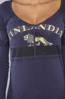 Free People The Augustana Graphic Top in Navy