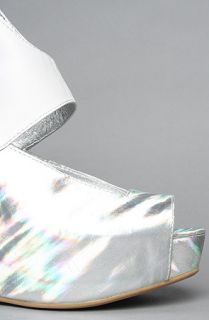 Jeffrey Campbell The Saturn II in White and Silver Hologram