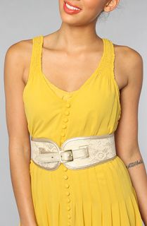 Betsey Johnson The Lace Inlay Stretch Belt in Gold and Lace