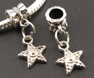  Tibetan Silver Starfish Dangle European Beads Fit Charms Bracelet f295