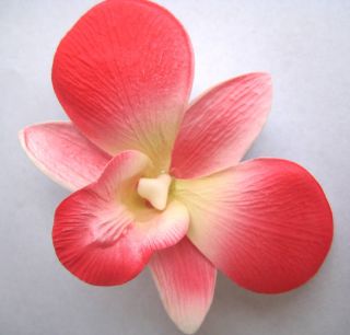  Bridal Wedding Party Orchid Foam Flower Hair Clip Coral Pink