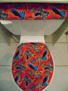 DC Comic Super Hero Batman Fabric Toilet Seat Cover Set