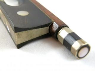 Old Vintage Wooden Violin Bow Mother of Pearl & Copper From Estate 22