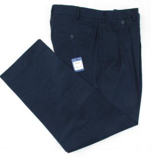 Faconnable Cotton Trousers Navy Blue Brushed Cotton 38 x 32 1/2 NWT $