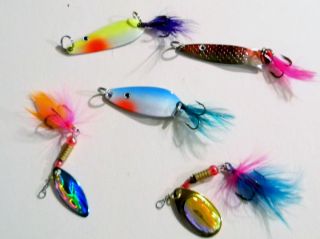 New~5 Assorted Freshwater Fishing Lures Lot~ 3 google eye spoons & 2