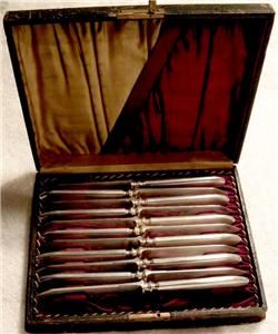 11 piece boxed fruit knife set 1847 rogers flatware silver plate rare