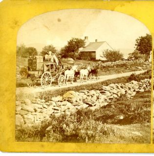 Kilburn Brothers Stereoview Stagecoach 6 Horses Stacks of Trunks Way