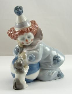 Lladro Figurine Pierrot with Puppy and Ball 5278 Retired Sculptor Jose