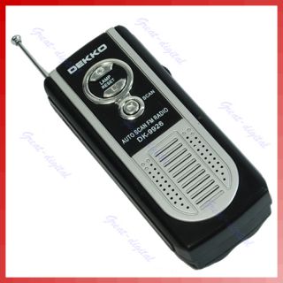 Portable Mini Belt Clip Auto Scan FM Radio Receiver with Flashlight
