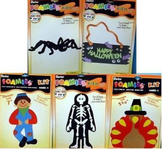 lot of 5 foam craft kits halloween spider turkey skeleton scarecrow