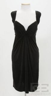 Foley Black Pleated Sleeveless V Neck Dress Cap Sleeve Dress Size XS