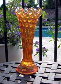Fenton Rustic Marigold Carnival Glass Vase Circa 1915