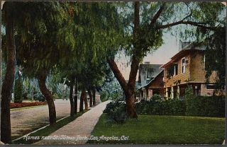 PC DB St James Park Homes Los Angeles California CA Vintage Postcard