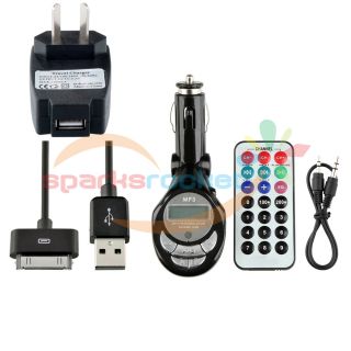 Car FM Transmitter AU Wall Home Charger Data Cable USB for iPhone 4 4G