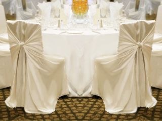 10 Ivory Satin Universal Self Tie Chair Covers Wedding