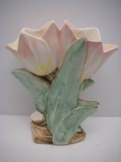 Early McCoy Double Tulip Vase Pink Yellow XCLNT