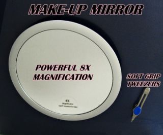 Floxite Large 8X Magnifying Cosmetic Mirror w/ Precision Tweezers