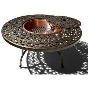 Strathwood Firepit Round Table Fire Pit Outdoor Cast Aluminum Outdoor