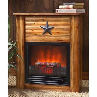 Rustic Pine Star Concealment Electric Fireplace New