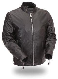 First Mens Traditional Leather Motorcycle Jacket Med