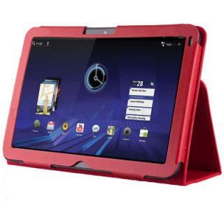 Red Folio Leather Case Cover for Motorola Xoom Tablet