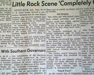 Little Rock Nine Central High School AR 1957 Newspaper