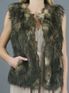 nwt bb dakota garrett faux fur vest in brown