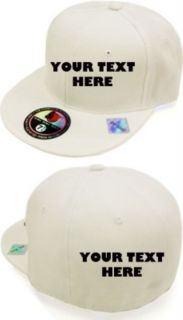 White Custom Embroidered Flat Bill Hat Cap 2 Side Embr