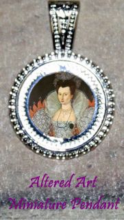 Tudor History Mary Fitton Altered Art Silver Ornament Frame Pendant 4