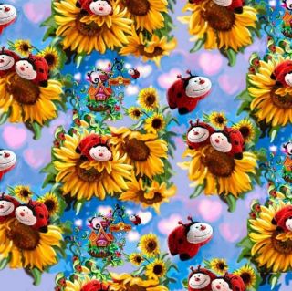 Pillow Pets Ladybugs Sunflower Fleece Fabric 1400