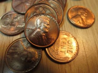 Partial Roll of 35 1953S Uncirculated Lincoln wheat back copper pennys