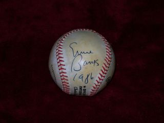Ernie Banks Willie Mays NL Feeney Autographed Baseball