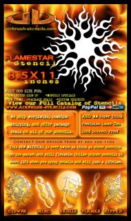 Flame Star airbrush stencil template harley paint