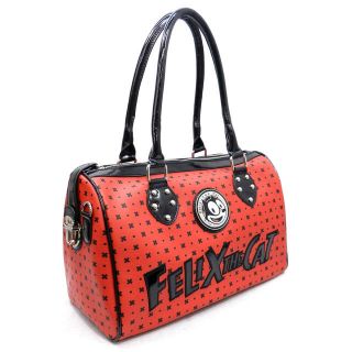 Felix The Cat Boston Red Bag of Tricks Purse Faux Leather Silver Tone