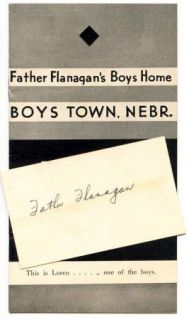 FATHER FLANAGAN ORIGINAL 1940s SIGNED CARD + VINTAGE 1940s BOYS TOWN