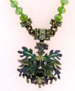 KIRKS FOLLY ENCHANTED FOREST GREEN MAN INTERCHANGEABLE NECKLACE