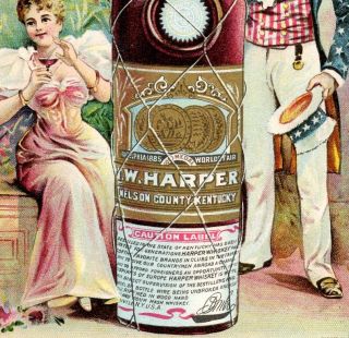 Harper Whiskey Uncle Sam Bottle Victorian Advertising Trade Card