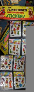 FLINTSTONES 1978 puffy stickers (1 item empty) store display Hanna