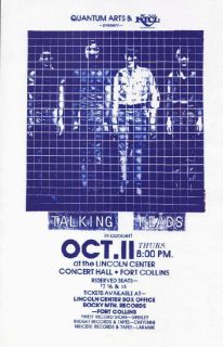 Talking Heads Fort Collins 1984 Concert Poster