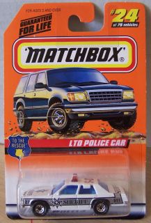 Ctd Matchbox 1998 024 Ford Police Car WT Silver Sheriff