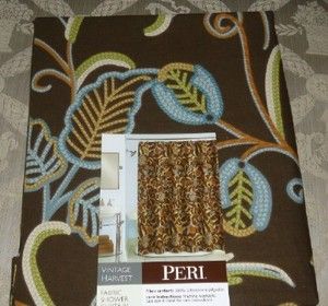  Vintage Forest Brown, Blue, Green Rust Jacobean Floral Shower Curtain