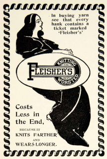1895 Antique Advertising Fleishers Worsted Knitting Yarn Wool Art