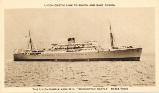 SHIP Postcard Union Castle Line M V Dunnottar Castle