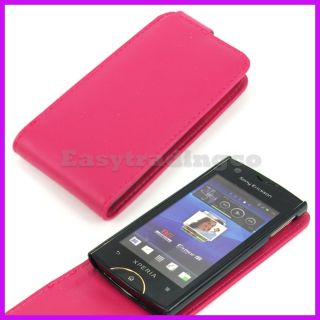 Flip Leather Case Cover Sony Ericsson Xperia Ray ST18i Hot Pink
