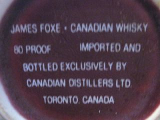 Vintage Imported James Foxe Canadian Whisky Bar Jug Pitcher